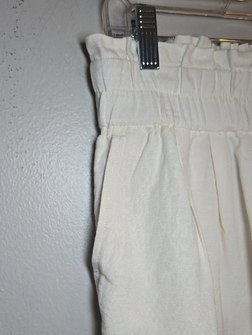 Madewell Linen-Blend Pull-On Paperbag Shorts Pockets  In Lighthouse NWOT